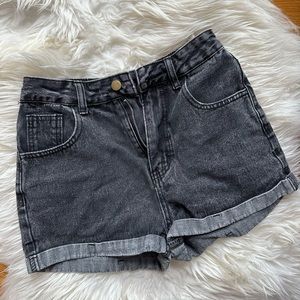 Black denim shorts
